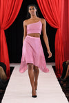 Pink Polka Dot Cropped Top and Skirt Set