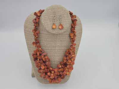 Chunky Coral Necklace and Earrings Set