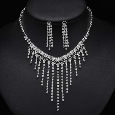 BLIJERY Fashion Bridesmaid Bridal Jewelry Sets for Women Rhinestone Crystal Necklace Earrings Sets Prom Wedding Jewelry Sets