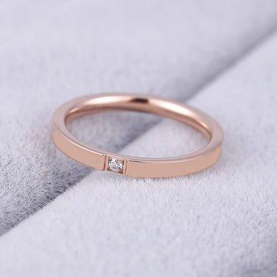 High quality 4mm Wholesale Simple Ring Fashion Rose Gold Ring Men's and Women's Exclusive Couple Wedding Ring