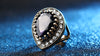 Black Stone Antique Ring with Gold Mosaic Crystal