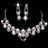 Bridal Wedding Rhinestone Pearl Plated Necklace Earrings Chic Crystal Jewelry set A9CG